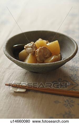 Stock Image - Japanese Chicken and Radish Dish. Fotosearch