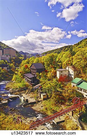 Stock Photo - Josankei Hot Springs in Autumn. Fotosearch