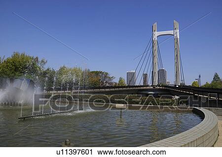 Kiba Park Bridge View Large Photo Image Stock Image - Kiba Park Bridge. Fotosearch