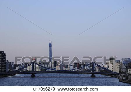 Stock Photo - Kiyosu Bridge and Tokyo Sky Tree. Fotosearch
