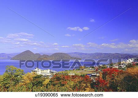 Stock Photography - Lake Toya and Hot Spring Resort. Fotosearch