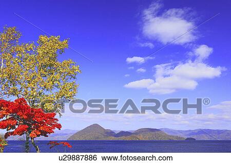 Lake Toya in Autumn View Large Photo Image Stock Photograph - Lake Toya in Autumn. Fotosearch