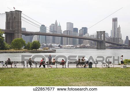 Manhattan Skyline with Brooklyn Bridge View Large Photo Image Stock Photo - Manhattan Skyline with Brooklyn Bridge. Fotosearch