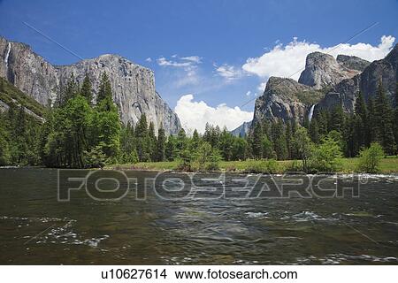 Picture - Merced River and El Capitan in Yosemite National Park. Fotosearch