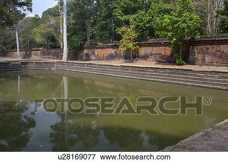 Stock Photo - Pool at angkor Thom. Fotosearch