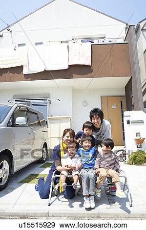 Portrait of Family of Six View Large Photo Image Stock Photo - Portrait of Family of Six. Fotosearch