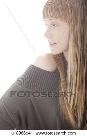 Stock Image - Profile of young woman. Fotosearch