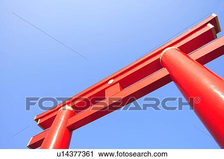 Red Torii Gate Against Blue Sky View Large Photo Image Stock Image - Red Torii Gate Against Blue Sky. Fotosearch