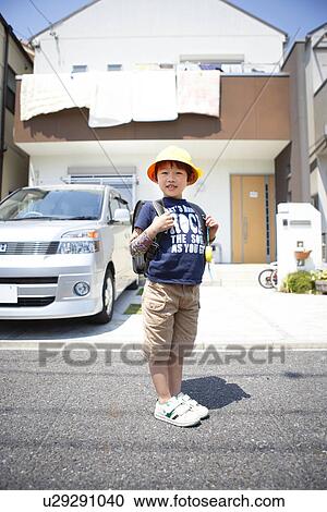 Stock Image - Schoolboy Going to School. Fotosearch