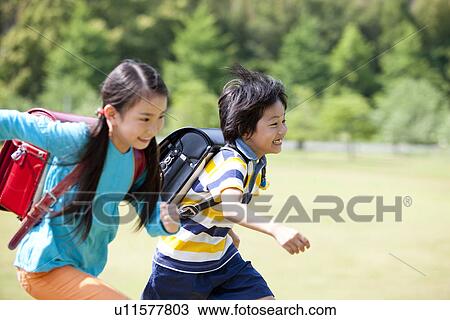 Schoolchildren Running View Large Photo Image Stock Image - Schoolchildren Running. Fotosearch