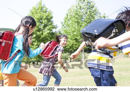 Schoolchildren Running View Large Photo Image Stock Image - Schoolchildren Running. Fotosearch