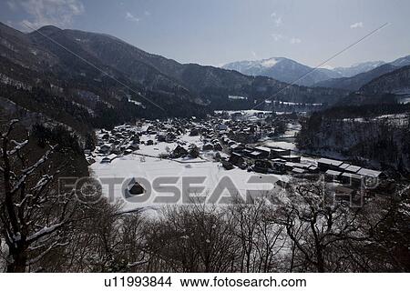 Shirakawa-go Village View Large Photo Image Picture - Shirakawa-go Village. Fotosearch