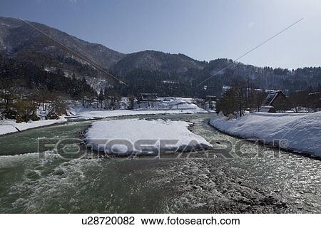 Shogawa River Flowing Through Shirakawa-go Village View Large Photo Image Stock Image - Shogawa River Flowing Through Shirakawa-go Village. Fotosearch