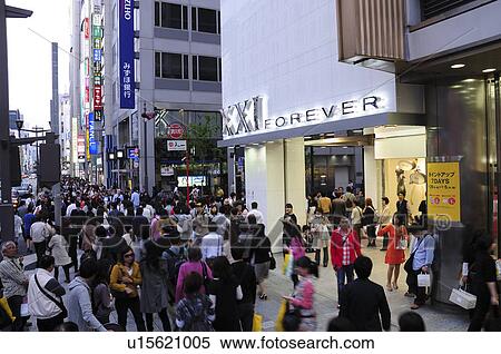 Stock Photography - Shopping Street in Chuo Ward. Fotosearch