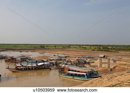 Sightseeing Boats at Tonle Sap View Large Photo Image Stock Photo - Sightseeing Boats at Tonle Sap. Fotosearch