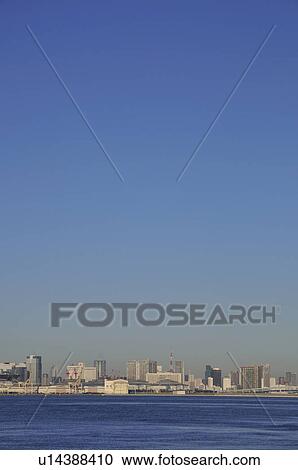 Stock Image - Skyline of Tokyo, Koto ward, Tokyo Prefecture, Honshu, Japan. Fotosearch