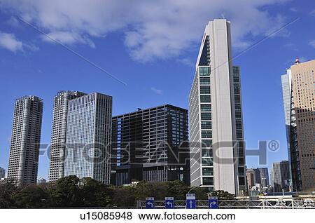 Stock Photo - Skyline, Shiodome, Chuo ward, Tokyo Prefecture, Honshu, Japan. Fotosearch