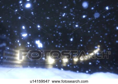 Snow Falling in Night View Large Photo Image Stock Photo - Snow Falling in Night. Fotosearch