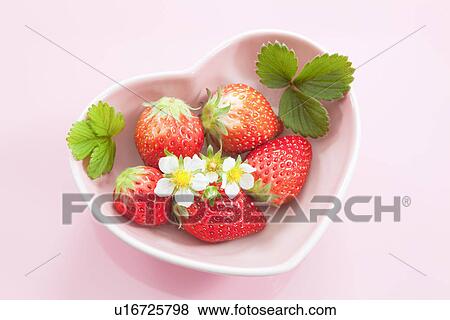 Strawberries in Heart Shaped Bowl View Large Photo Image Stock Photo - Strawberries in Heart Shaped Bowl. Fotosearch