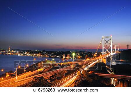 Suspension Bridge at Night View Large Photo Image Stock Image - Suspension Bridge at Night. Fotosearch