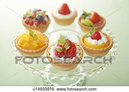 Stock Photograph - Tarts on Cakestand. Fotosearch