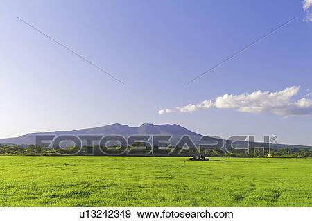 Tarumae Mountain and Green Fields View Large Photo Image Stock Photo - Tarumae Mountain and Green Fields. Fotosearch