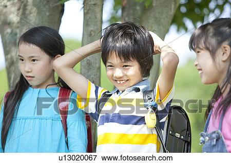 Three Schoolchildren View Large Photo Image Stock Photo - Three Schoolchildren. Fotosearch