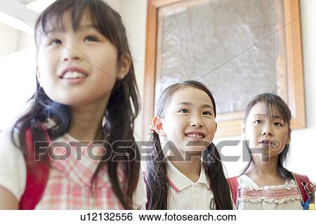Three Schoolgirls View Large Photo Image Stock Photograph - Three Schoolgirls. Fotosearch