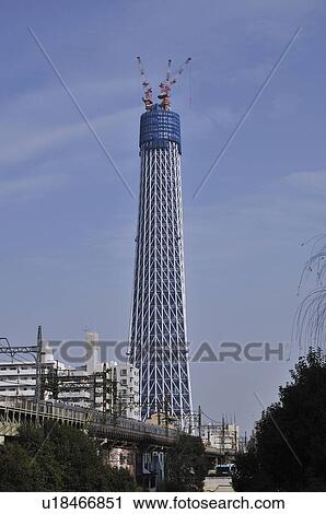 Tokyo Sky Tree Under Construction View Large Photo Image Stock Image - Tokyo Sky Tree Under Construction. Fotosearch