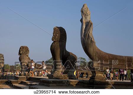 Tourists at Angkor Wat View Large Photo Image Picture - Tourists at Angkor Wat. Fotosearch