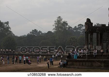 Tourists at Angkor Wat View Large Photo Image Stock Photo - Tourists at Angkor Wat. Fotosearch