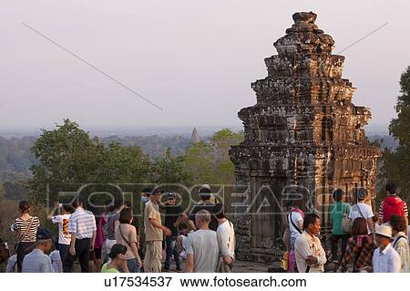 Tourists at Phom Bakheng View Large Photo Image Stock Photo - Tourists at Phom Bakheng. Fotosearch