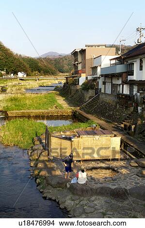 Picture - Townscape of Misasa, Tottori Prefecture, Honshu, Japan. Fotosearch