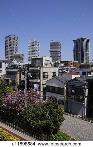 Tsukishima Apartment Buildings View Large Photo Image Picture - Tsukishima Apartment Buildings. Fotosearch