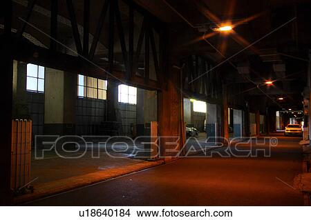 Picture - Under elevated highway, Osaka City, Osaka Prefecture, Honshu, Japan. Fotosearch