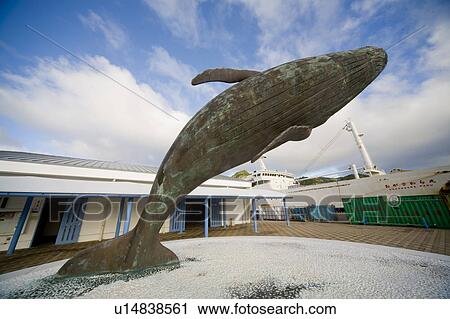 Stock Image - Whale Sculpture In Front Of Restaurant. Fotosearch