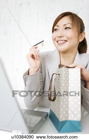 Woman Online Shopping View Large Photo Image Stock Image - Woman Online Shopping. Fotosearch