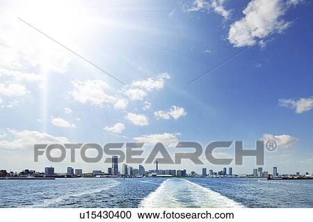 Stock Image - Yokohama Seen From Port. Fotosearch