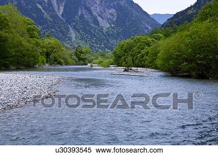 Azusagawa River View Large Photo Image Stock Photography - Azusagawa River. Fotosearch