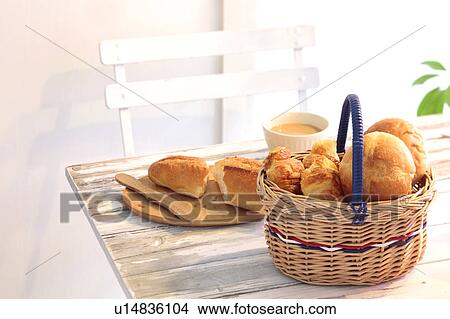 Picture - Bread Basket on Table. Fotosearch