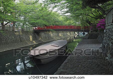 Stock Image - Bridge at Sumiyoshi Lighthouse. Fotosearch