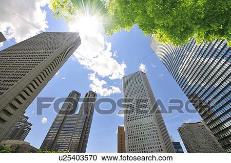 Stock Image - Buildings in Shinjuku, Tokyo Prefecture, Honshu, Japan. Fotosearch