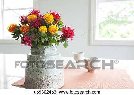 Bunch of Bergamont Flowers in Vase View Large Photo Image Stock Image - Bunch of Bergamont Flowers in Vase. Fotosearch