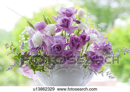 Stock Photo - Bunch of Roses and Eustomas. Fotosearch