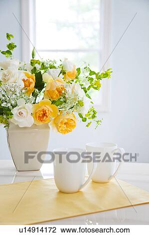 Bunch of Roses and Two Mugs View Large Photo Image Stock Image - Bunch of Roses and Two Mugs. Fotosearch