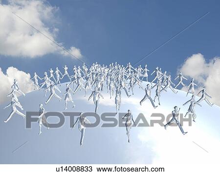 Stock Image - Businessman walking into different directions from a dome, digitally generated image. Fotosearch
