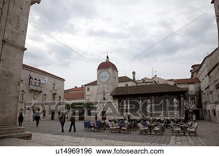 Stock Photograph - Central Square with Chairs and Tables. Fotosearch
