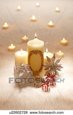 Christmas Candles and Decorations View Large Photo Image Stock Photo - Christmas Candles and Decorations. Fotosearch