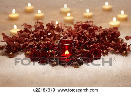 Christmas Candles and Roses View Large Photo Image Stock Photo - Christmas Candles and Roses. Fotosearch