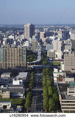 Picture - Cityscape of Chiba City, Chiba Prefecture, Honshu, Japan. Fotosearch
